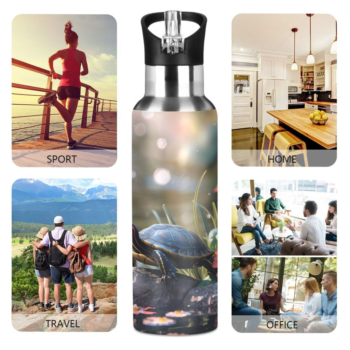 Insulated Stainless Steel Water Bottle with Straw Lid 20 oz J966