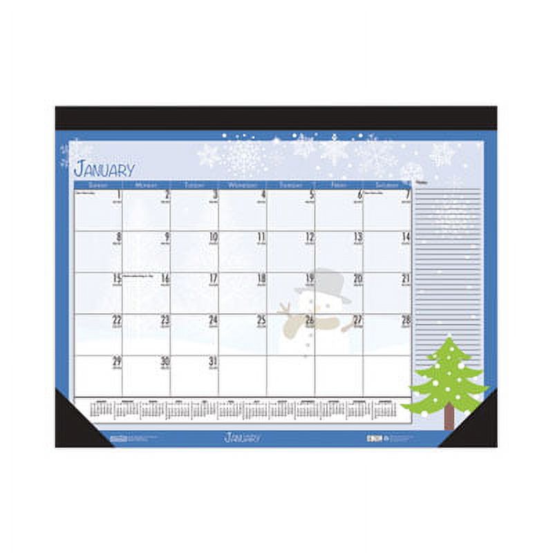 Recycled Desk Pad Calendar, 22 x 17, Black Binding, 12-Month V3354