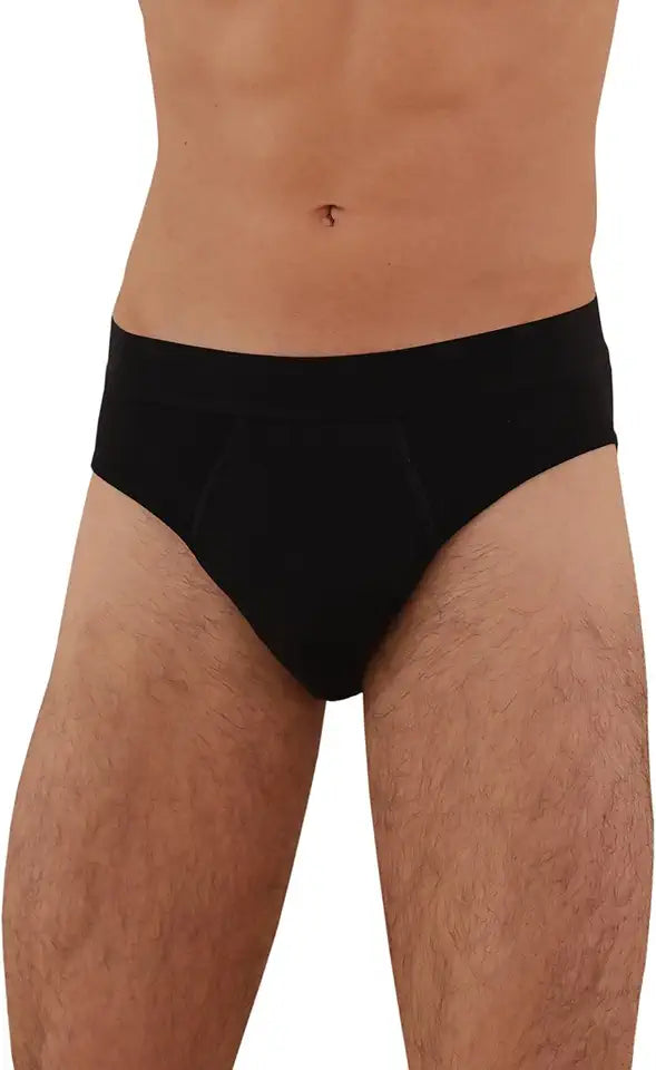 Washable Urine Incontinence Underwear for Men Reusable Cotton Leakproof Briefs Black 4X-Large W404