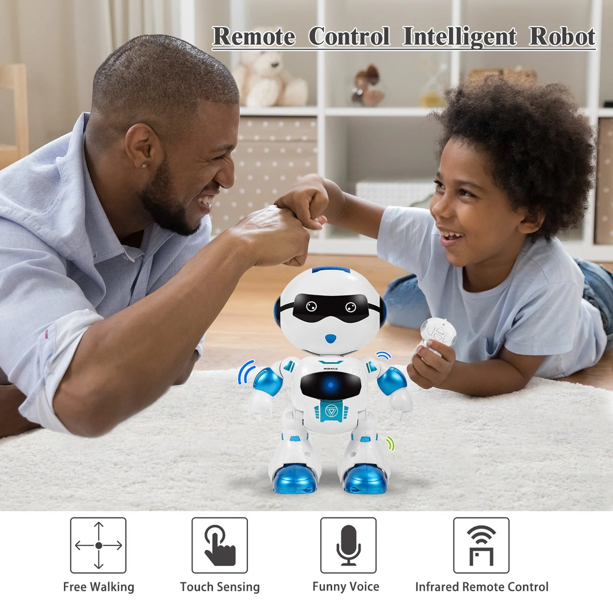 Blue Smart Robot Toys with Sound LED Eyes J9678