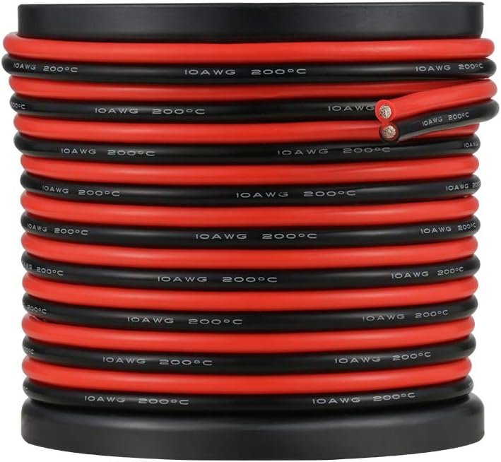 10 Gauge 2 Conductor Parallel Silicone Wire Spool Red Black 50ft Stranded Copper Wire H353