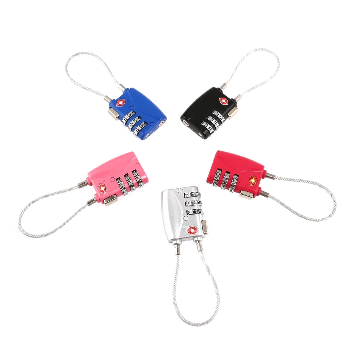 4pcs TSA Approved Cable Luggage Lock Padlock (Black) W884