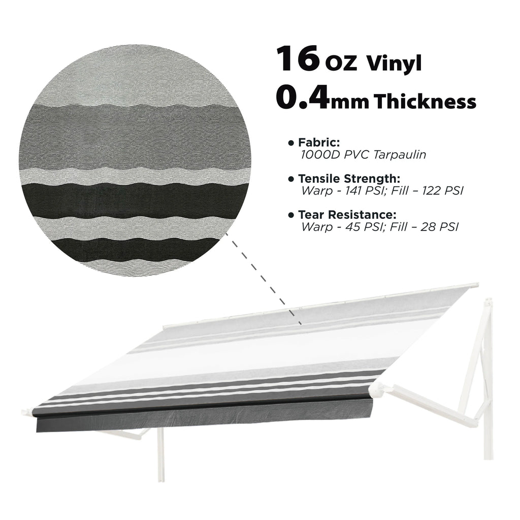 Black Vinyl RV Awning Fabric Replacement 20X8 ft J522