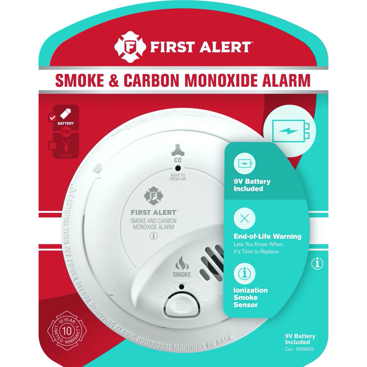 Smoke and Carbon Monoxide Detector with 9V Battery I33052