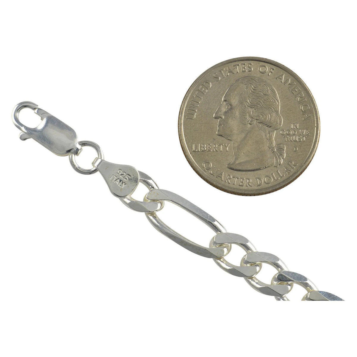 Solid .925 Sterling Silver Figaro Chain Bracelet O100