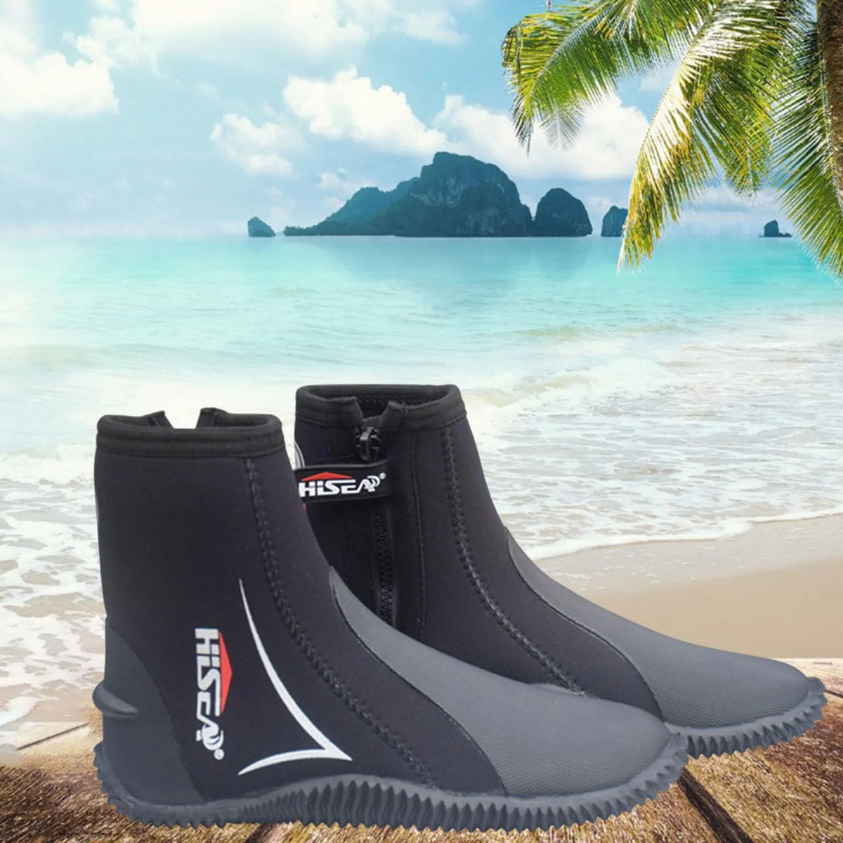 5mm Neoprene Scuba Diving Booties Wetsuit Boots Water Sports Unisex Anti Slip Rubber Sole Swim Surf for Wakeboarding Diving Kayaking Fishing 24.5-25 N689